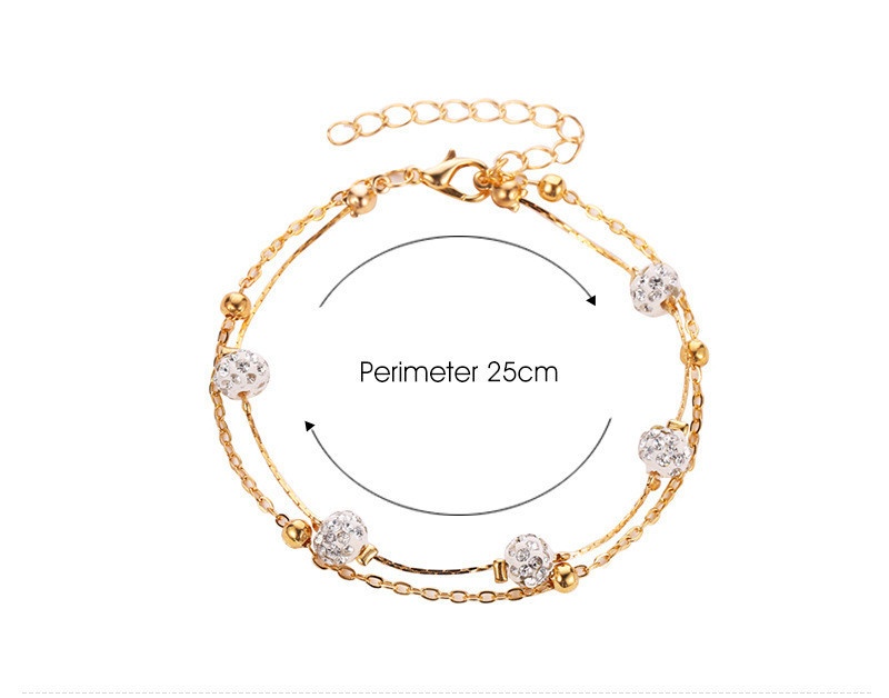 Double Layer Crystal Ball Anklet Gold Chain Beach Ankle Bracelet